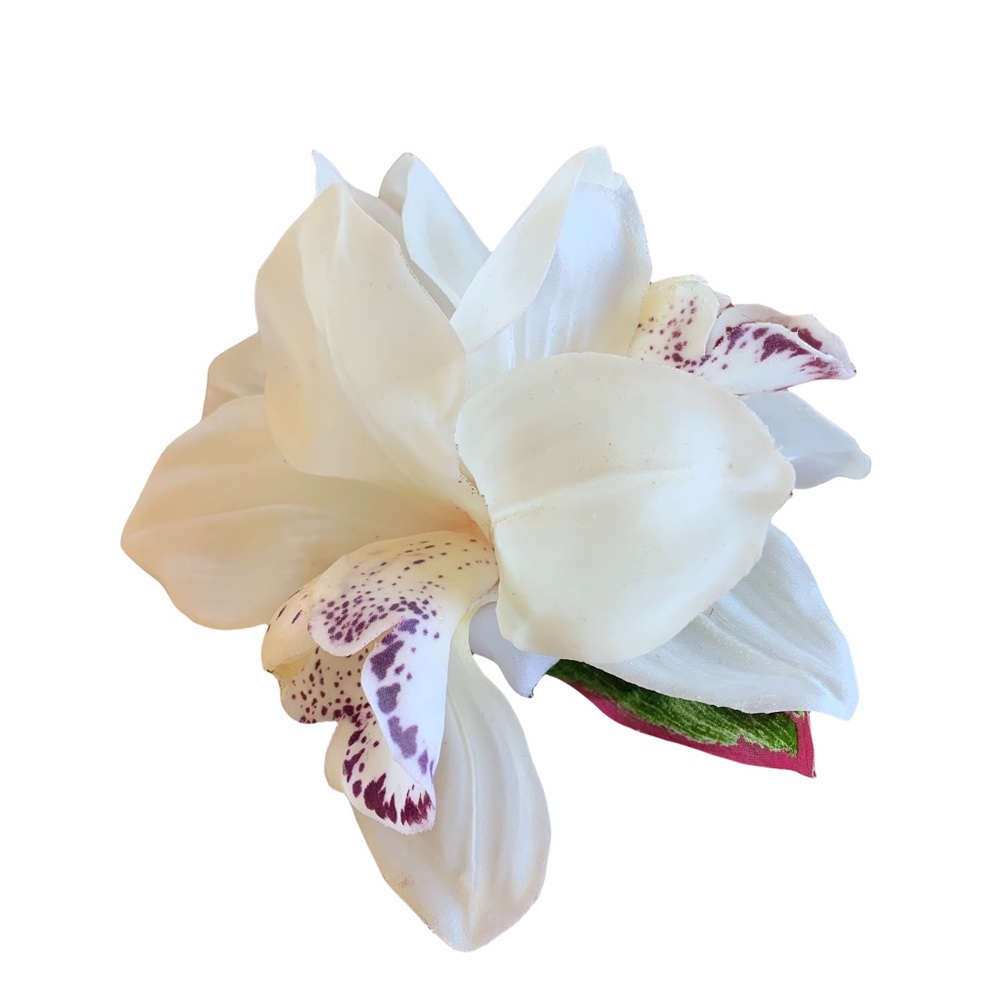 Bridal Hair Flowers Ivory Orchid Real Touch Flower